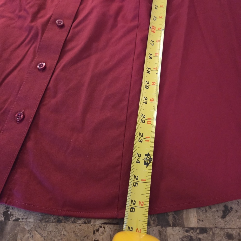 Investments sz 18W burgundy button up shirt NWT casual career basic cotton/spndx - Picture 6 of 14